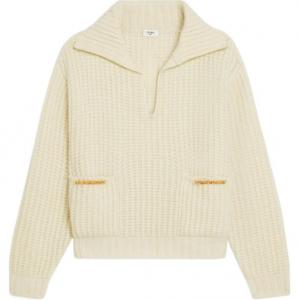 Воротниковая ребристая водолазка CELINE, Экрю