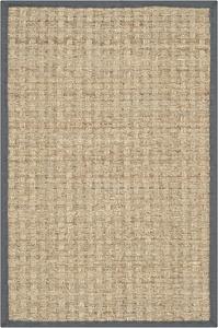 Ковер SAFAVIEH, 61 x 92 см, - коллекция Natural Fiber - Natural & Dark Grey, Seagrass, узор Basketweave с бордюром (NF114Q)