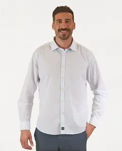 Мужская повседневная хлопковая рубашка мягкая облегающая с белыми точками Wickett Jones, белый