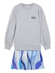 Платье с юбкой с принтом Pucci Junior, серый