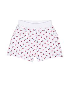 Monnalisa cherry-print cotton shorts, белый