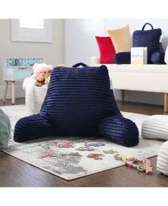 Мягкая полосатая подушка для чтения с подлокотниками, средний размер Nestl, темно-синий