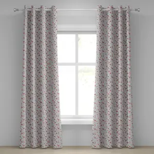 Шторы-хипстеры ABAKUHAUS с люверсами, с рисунком губ и помады, в стиле модной девушки, косметические процедуры, декоративные двухпанельные шторы, 280 см x 175 см, серо-красные Abakuhaus