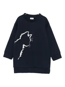 Платье-свитшот с вышитым котом Il Gufo, синий