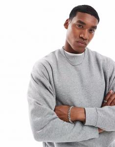 Свободный свитшот Essentials серого меланжевого цвета Asos Design