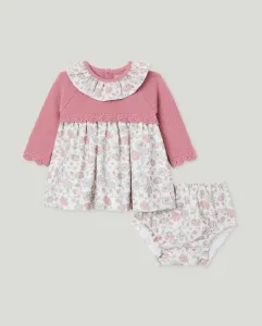 Платье из трикотажа и гладкой ткани с принтом для младенца Coconut El Corte Inglés, розовый