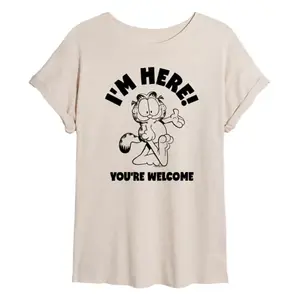 Футболка размера «Оверсайз» с надписью «Гарфилд, я здесь, пожалуйста» для юниоров Licensed Character, бежевый