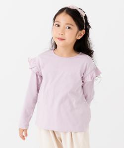 Однотонная футболка с длинными рукавами и оборками на плечах