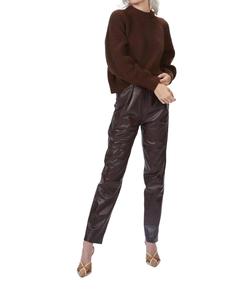 Складные кожаные брюки в сливовом цвете ZEYNEP ARCAY, Plum