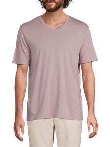 Футболка из хлопка пима с V-образным вырезом Vince, цвет Shadow Mauve