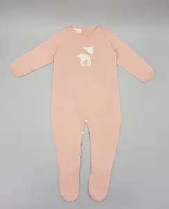 Вязаный детский комбинезон с оленем Fina Ejerique, розовый