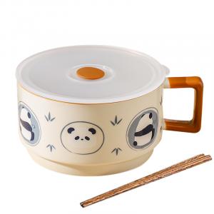 Чаши KAWASIMAYA, Panda With Lid Noodle Bowl (Back View Panda) With Chopsticks