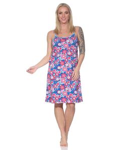 Ночная рубашка без рукавов на тонких бретельках с цветочным принтом, размеры 125, 215, 225, цвет темно-синий NORMANN