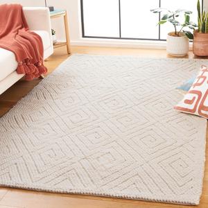 Ковер SAFAVIEH, 122 x 183 см, Natura Collection, Ivory, ручной работы, геометрический узор Greek Key, смесовая шерсть, идеален для помещений с высокой проходимостью: прихожая, гостиная, спальня (NAT127A)
