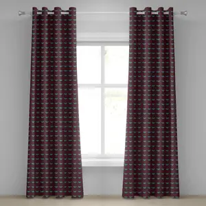 Штора на люверсах ABAKUHAUS Бабочка, силуэты маленьких синих бабочек на темном фоне - замысловатые крылья, декоративная двухпанельная штора, 280 см x 245 см, бордовый и бирюзовый цвета Abakuhaus