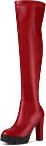 Женские ботфорты Allegra K на платформе с массивным каблуком, Red