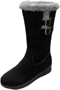Женские модные сапоги до середины икры, большие размеры, теплые хлопковые, подходят для осенних и зимних нарядов или для использования на улице. HoaloX, Black