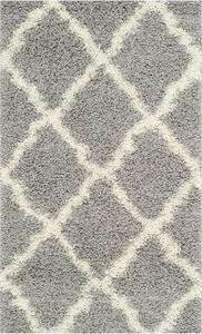 Ковер SAFAVIEH, 69 x 122 см, Dallas Shag Collection, Grey & Ivory, узор Trellis, без ворсоотделения и простой в уходе, толщиной 4 см, идеален для помещений с высокой проходимостью: прихожая, гостиная, спальня (SGD257G)