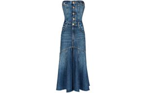 Бандо-платье из денима PINKO, синее