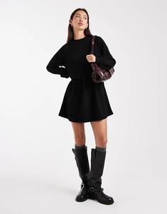 Платье-халат Miss Selfridge из супермягкой ткани с начесом черного цвета