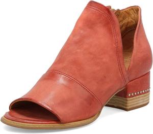 Женские ботильоны XYD с острым вырезом, массивным каблуком, открытым носком, заклепками, боковой молнией, повседневные и праздничные туфли, Red/Brown