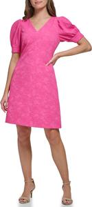 Женское мини-платье Tommy Hilfiger с рукавами-фонариками и V-образным вырезом, Hot Pink