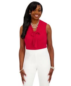 Женская блузка без рукавов с завязками на шее Kasper, Crimson