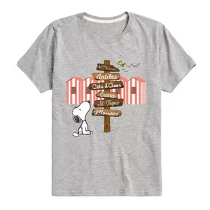 Футболка с принтом "Арахис" и указателем направления для мальчиков 8-20 Snoopy Licensed Character, серый