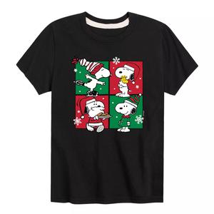 Рождественская футболка с рисунком Peanuts Snoopy для мальчиков 8–20 лет Licensed Character, черный
