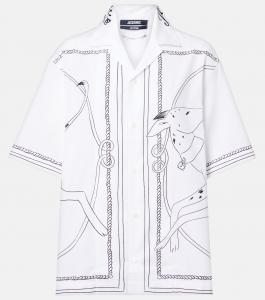 Рубашка из хлопка с принтом Chemise Jean Jacquemus, Print Dog White/Black