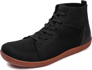 Унисекс высокие кеды из полотна с голой стопой, удобные для бега кроссовки с широкой носочной частью Generic, Black