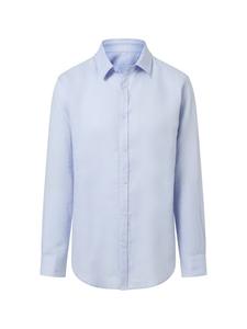 Льняная рубашка с длинными рукавами синего цвета CASH-MERE.CH