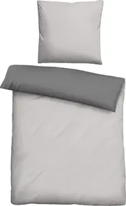 Двустороннее постельное белье Linon UNI, размер 135x200/80x80 см, цвет штормовой серый Biberna