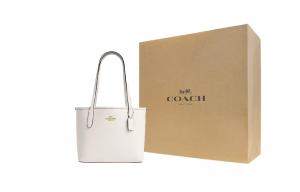 COACH Городская корова, тоут из спилка, шоппер, женская сумка через плечо, цвет chalk white