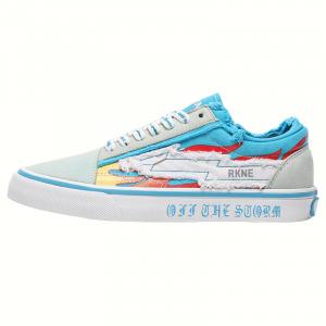 BURNING FLAME REVENFE X SPOTM Нескользящие дышащие легкие низкие кеды из холста унисекс - бахрома пламя небесно-голубые, цвет Fringe Flame Sky Blue