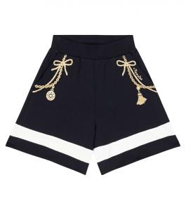 Шорты из хлопкового джерси с вышивкой Monnalisa, белый