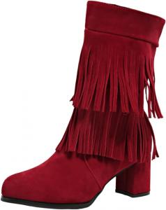 Модные высокие ботинки из замши большого размера однотонного цвета с боковой молнией. Легко надевать и снимать. Подходят для любых случаев. FmShi, Red