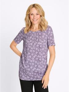 Длинная рубашка с сиренево-инжирным принтом Sieh an!