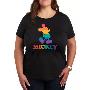 Модная футболка больших размеров Pride Rainbow с рисунком Микки Мауса Hybrid Apparel, черный