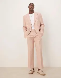 Прямые брюки из льняной смеси ASOS DESIGN в пыльно-розовом цвете - LPINK