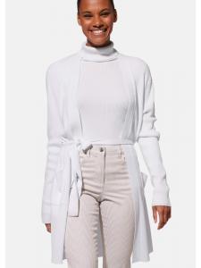 MADELEINE Длинный кардиган с поясом белого цвета