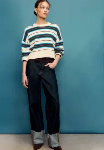 Полосатый укороченный джемпер Stradivarius, Dark Brown