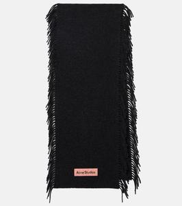 Шерстяной шарф с бахромой Acne Studios, Black Melange