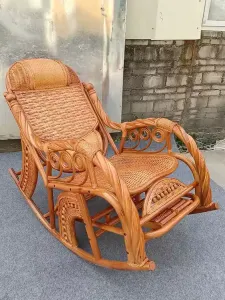 Fantasy Кресло-качалка из ротанга himianse, большие размеры, толстый ротанг, поворотное, цвет honey