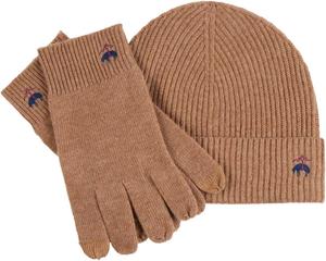 Подарочный набор Brooks Brothers Signature из шерсти и кашемира в рубчик с перчатками для сенсорных экранов для мужчин, Camel
