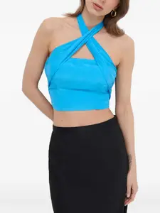 Топ с вырезом халтер Patrizia Pepe, синий