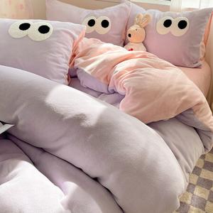 LUOLAI HOME Комплект постельного белья, 3 предмета, простыня, размер 150×200 см, цвет Roungdaiyemeng Grape Milk Tea