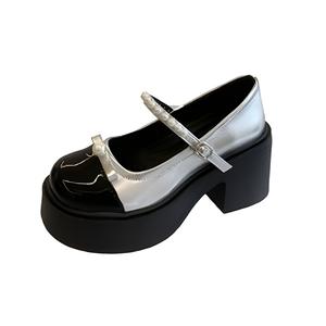 Xingdiman Женские туфли Мэри Джейн на массивном каблуке серебристые, цвет Silver