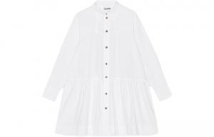 Мини-платье-рубашка с декоративными швами GANNI, белый
