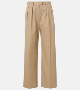 Широкие брюки Alfidis из хлопка и кашемира The Row, бежевый